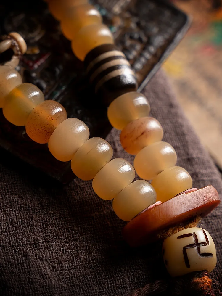 Shining Will- Goat Horn Tibetan Mala Beads