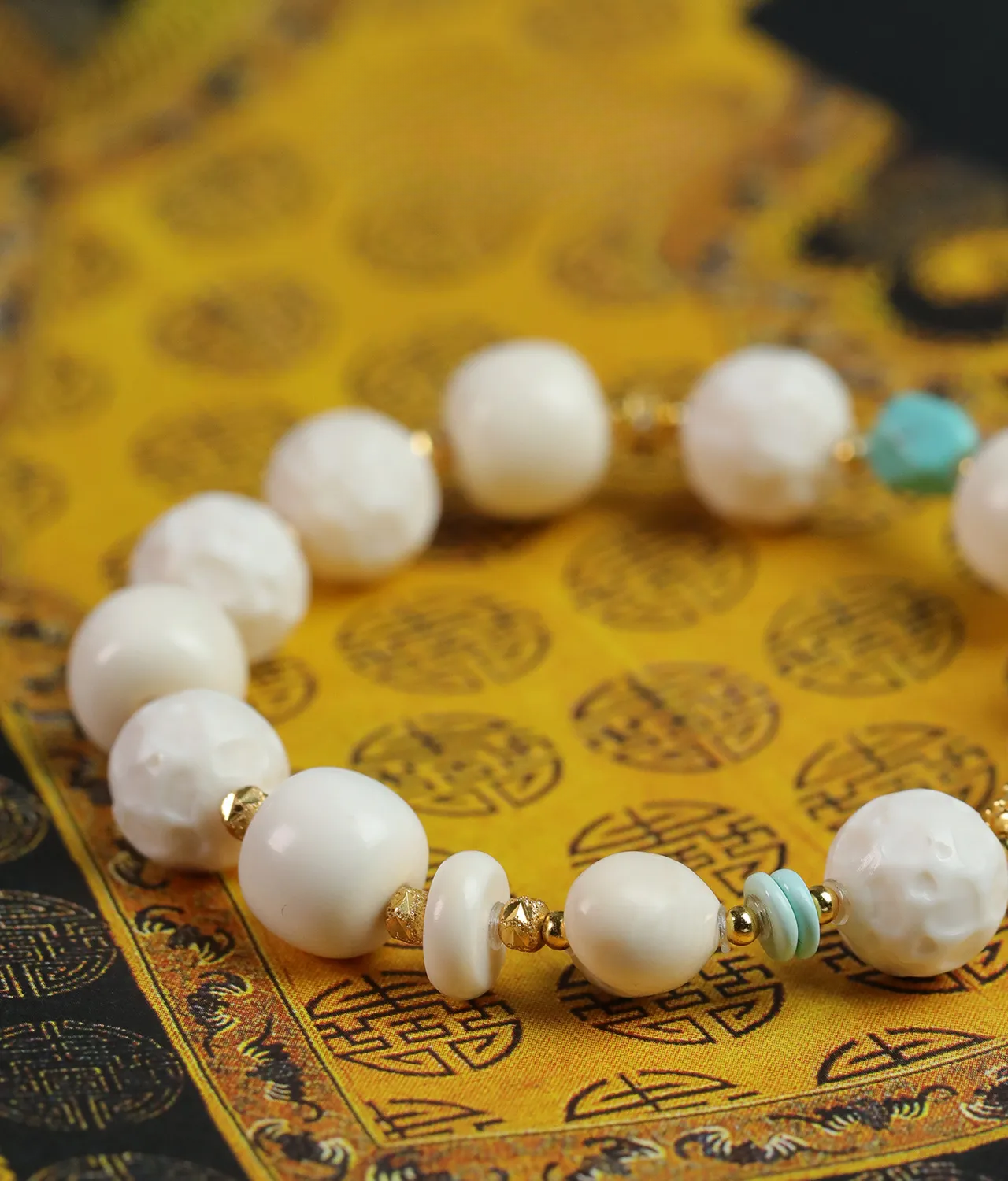 Inner Enlightenment- Mammoth Ivory & Turquoise Bracelet