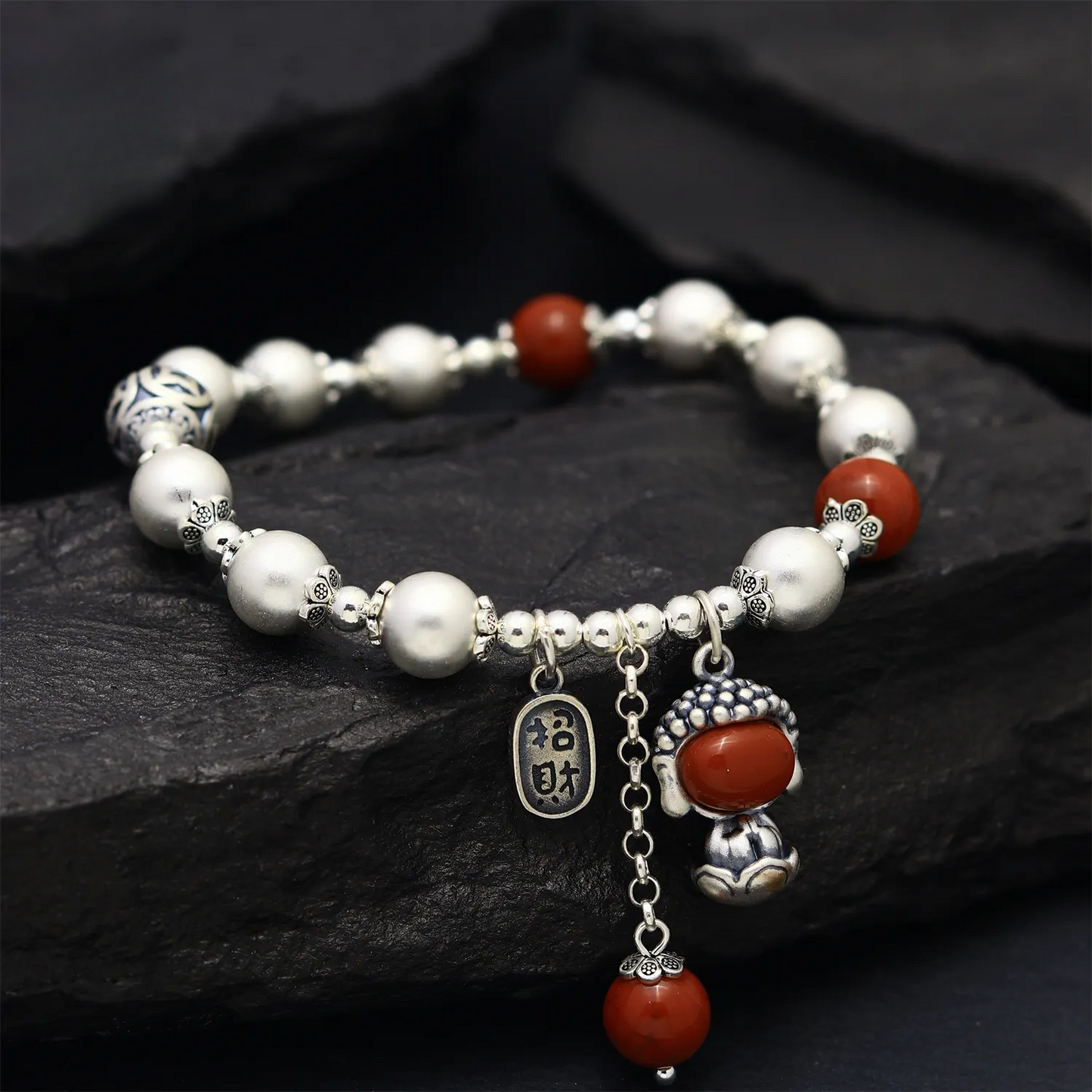 Flowing Energy- Nanhong Buddha Baby Silver Bracelet