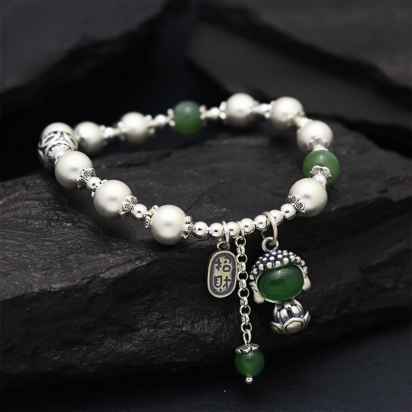 Flowing Energy- Nanhong Buddha Baby Silver Bracelet