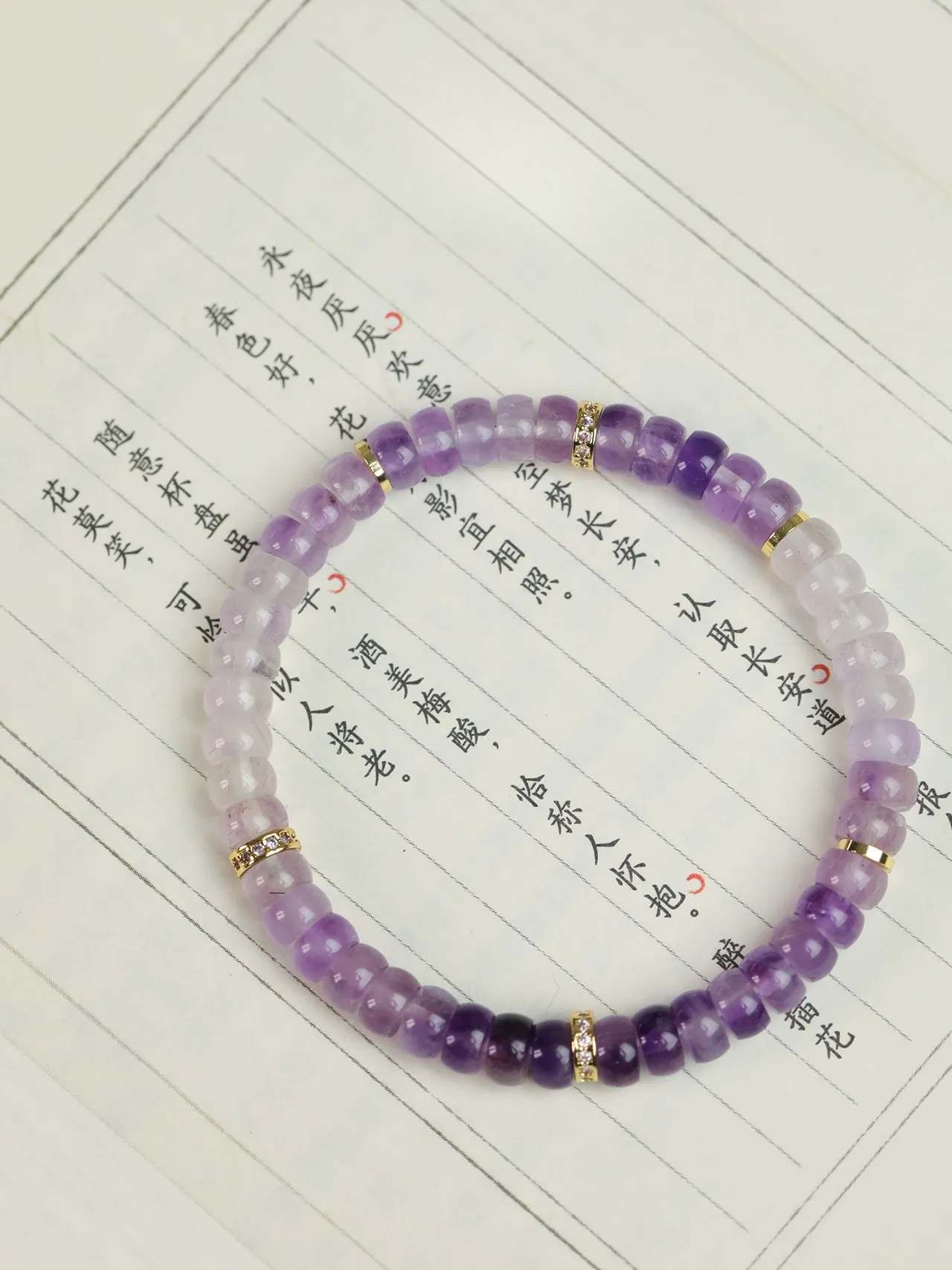 Guarded Tranquility- Amethyst Disc Beads Bracelet