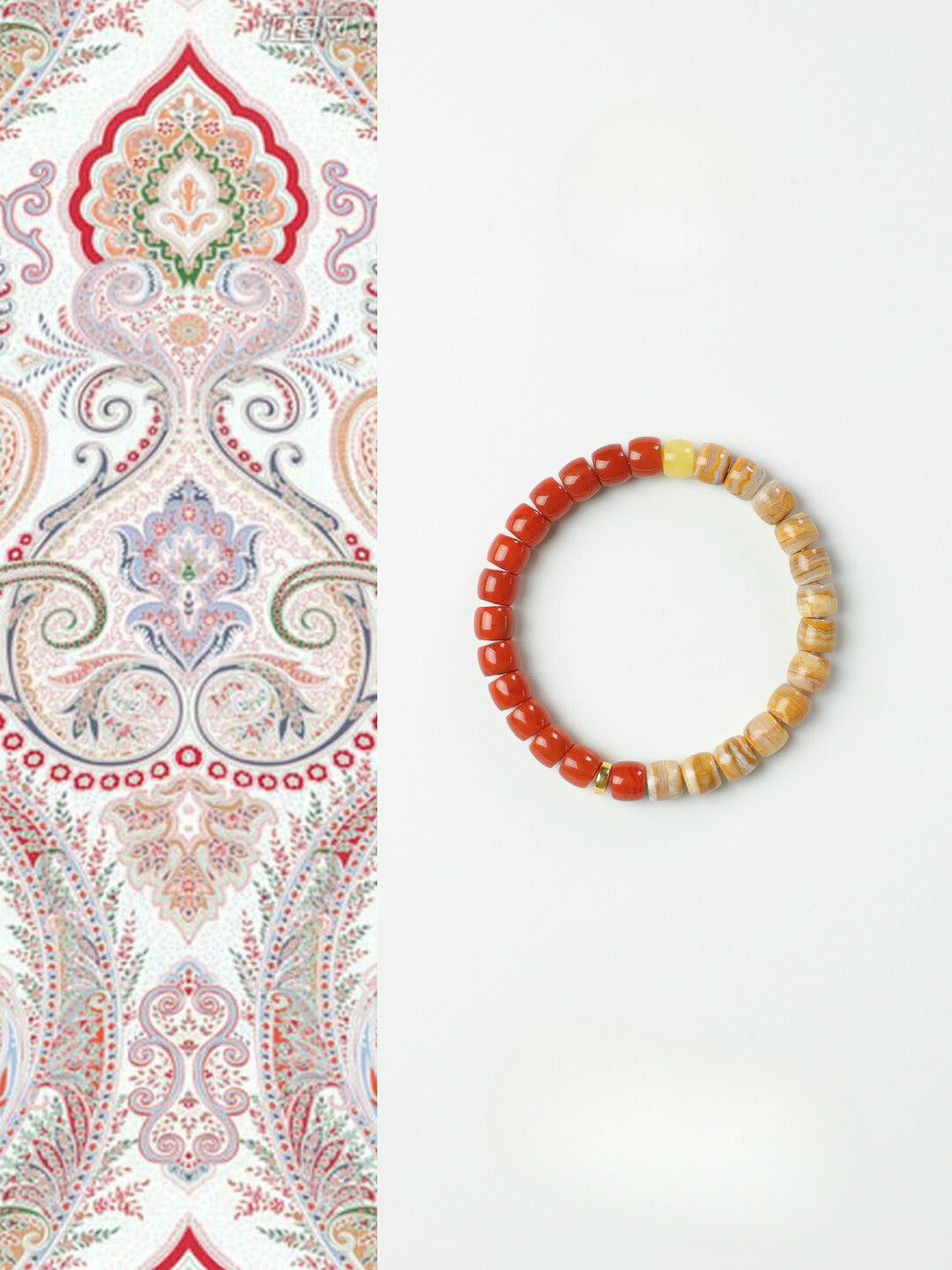 Timeless Grace- Nanhong & Banded Agate Bracelet