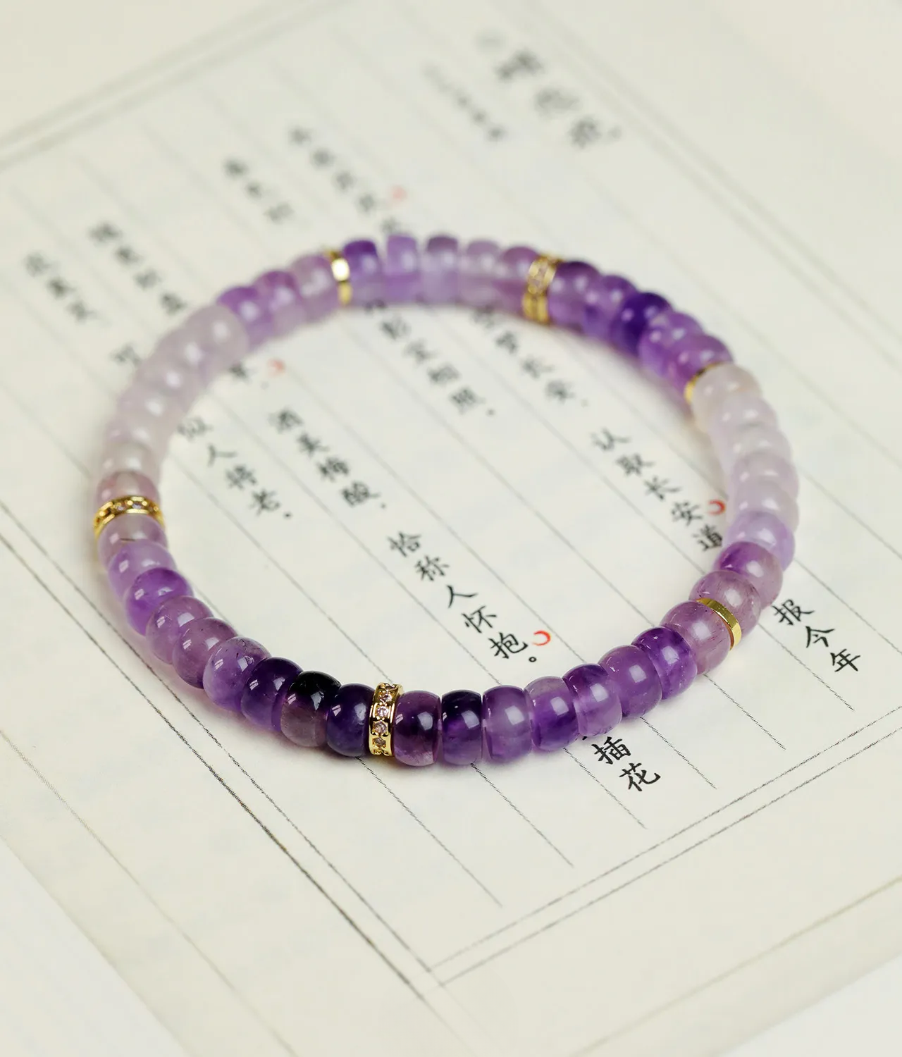 Guarded Tranquility- Amethyst Disc Beads Bracelet