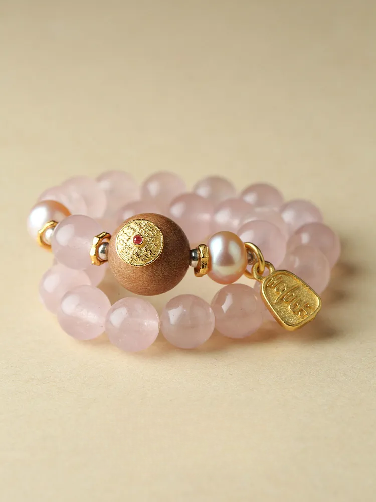 Moonlit Serenity- Rose Quartz Crystal Bracelet