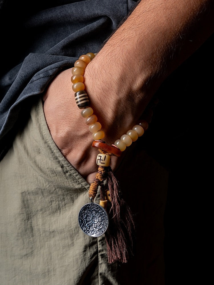 Shining Will- Goat Horn Tibetan Mala Beads