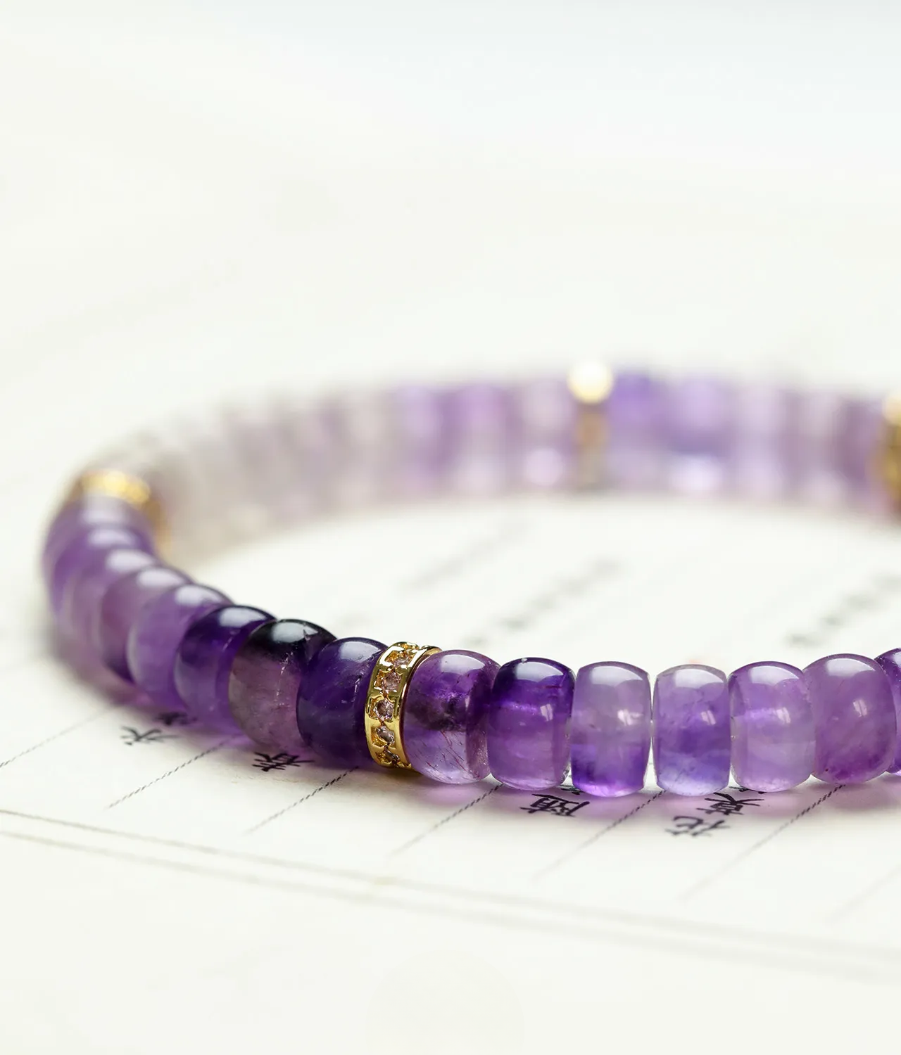 Guarded Tranquility- Amethyst Disc Beads Bracelet