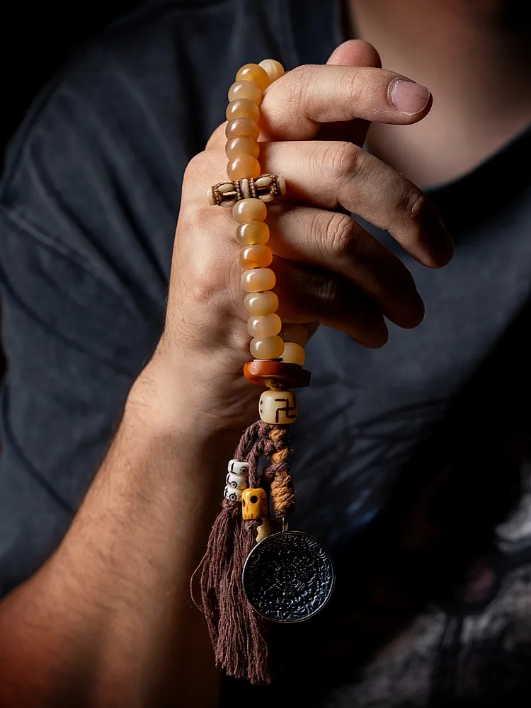 Shining Will- Goat Horn Tibetan Mala Beads