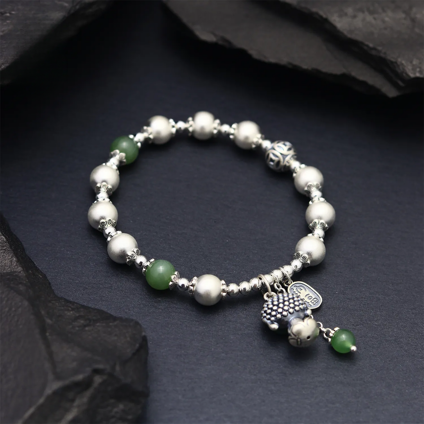 Flowing Energy- Nanhong Buddha Baby Silver Bracelet