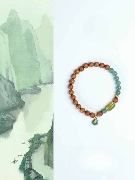 Whispering Peace- Sandalwood & Blue Quartz Bracelet